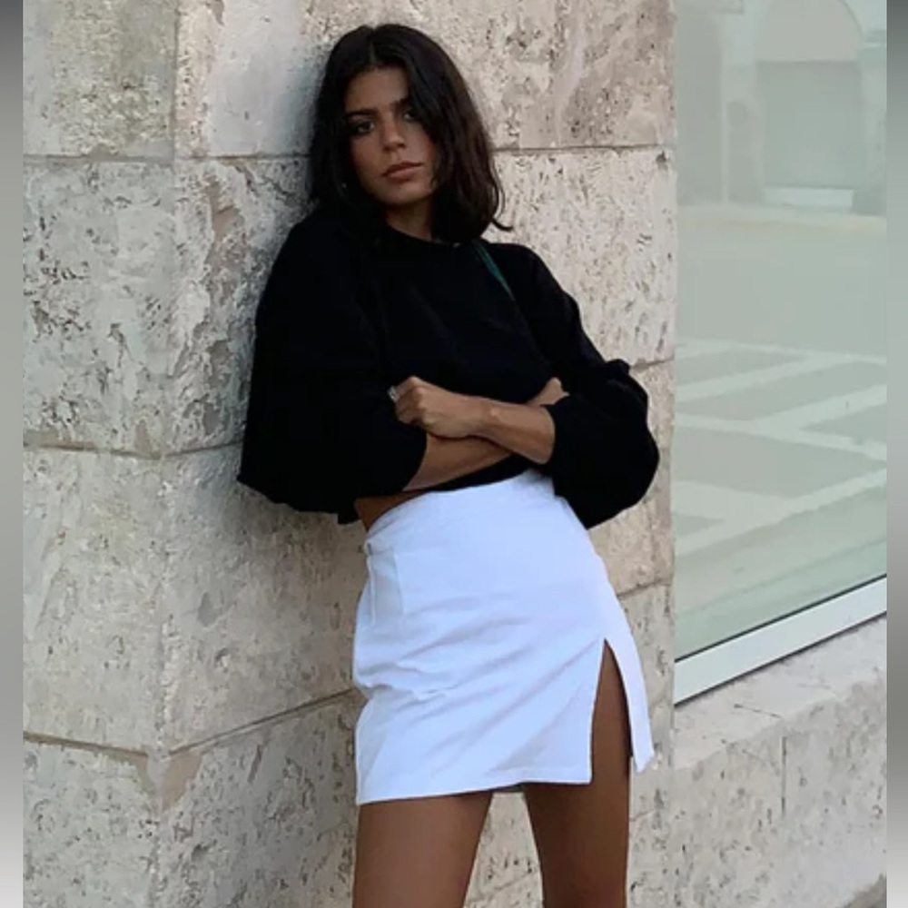 White mini skirt